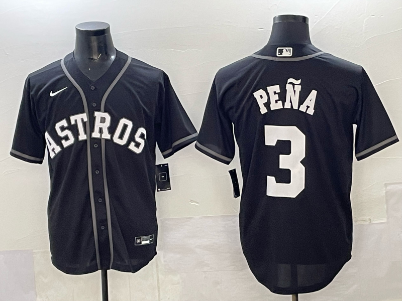 Men Houston Astros #3 Pena Black Nike 2025 MLB Jersey 002